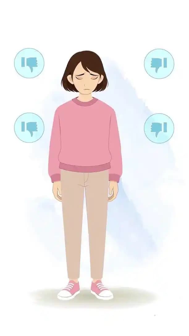 A cheerful female character sad animated pose cartoon vector AKA Sonam