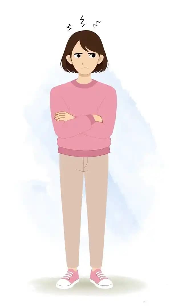 A cheerful female character annoyed animated pose cartoon vector AKA Sonam