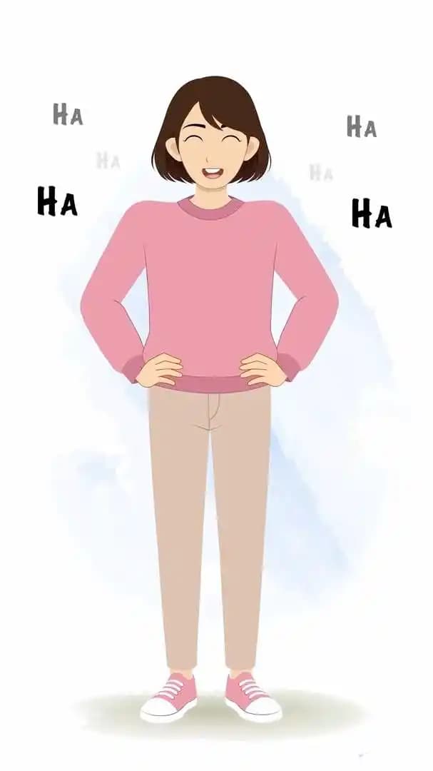 A cheerful female character laughing animated pose cartoon vector AKA Sonam