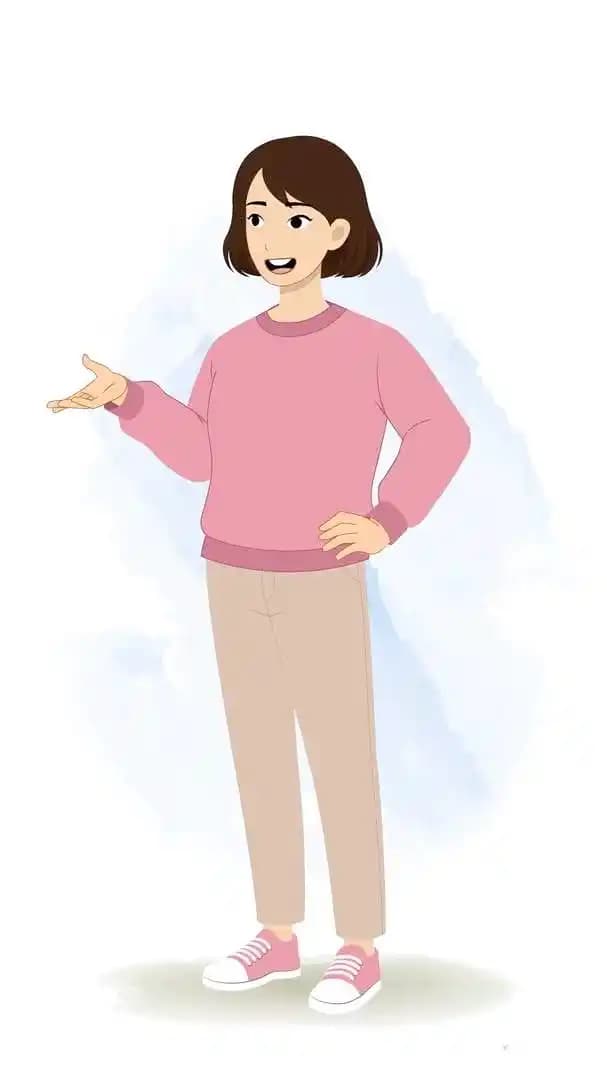 A cheerful female character talking animated pose cartoon vector AKA Sonam