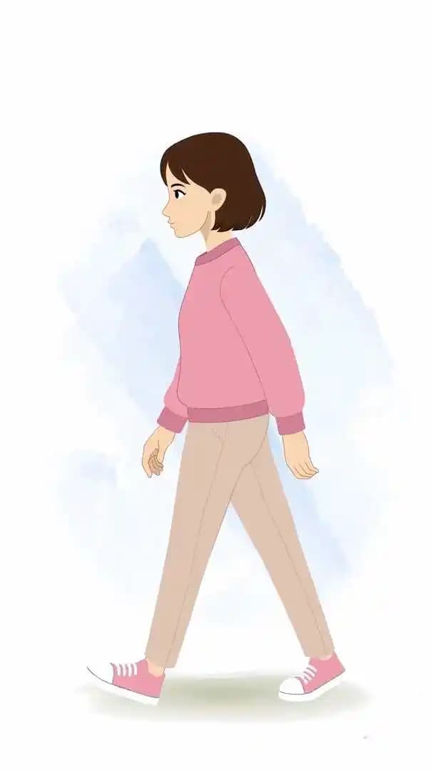 A cheerful female character animated side walk cycle cartoon vector AKA Sonam
