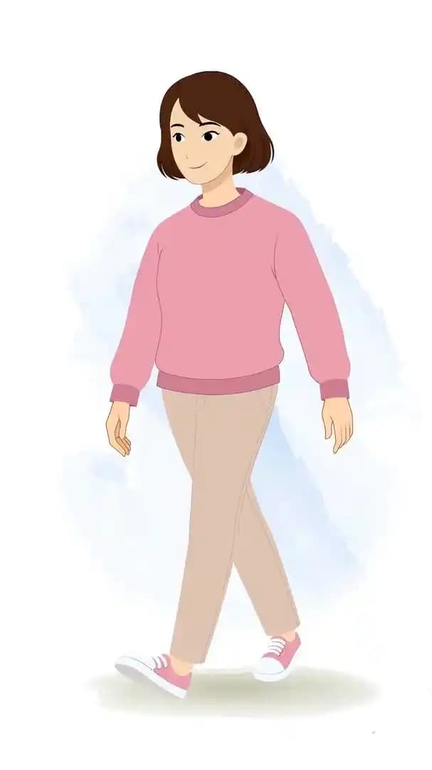 A cheerful female character animated walk cycle cartoon vector AKA Sonam