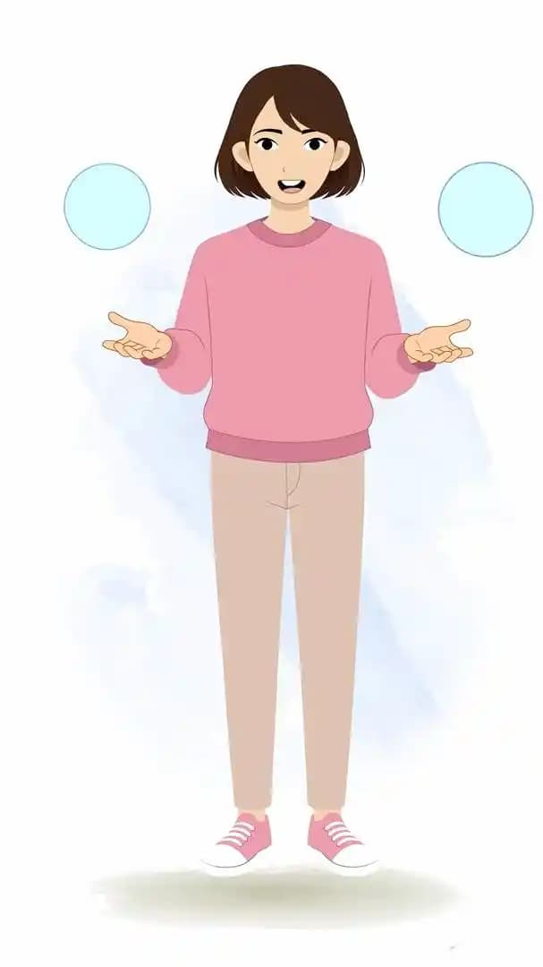 A cheerful female character cartoon vector talking animation AKA Sonam