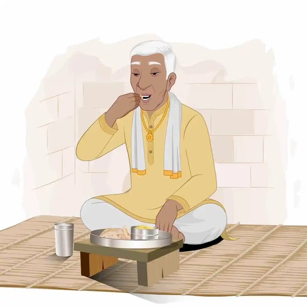 An Indian man village doctor character eating animation vector AKA Kamal Singh