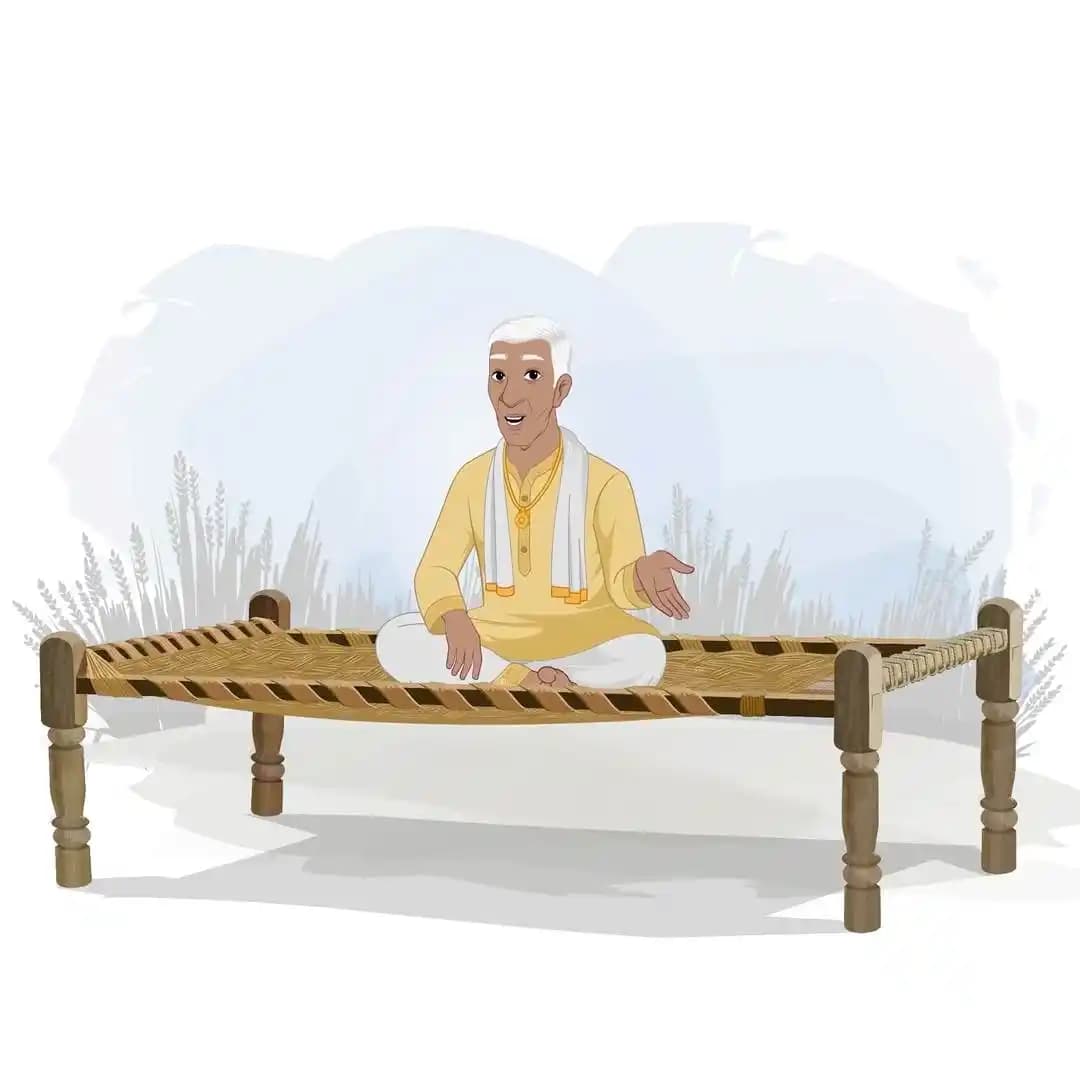 An Indian man village doctor character talking while sitting animation vector AKA Kamal Singh