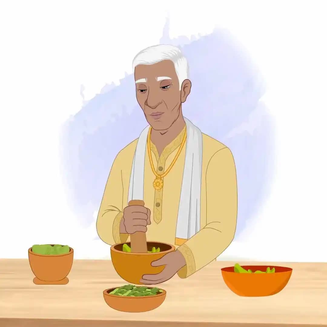 An Indian man village doctor character making medicine animation vector AKA Kamal Singh