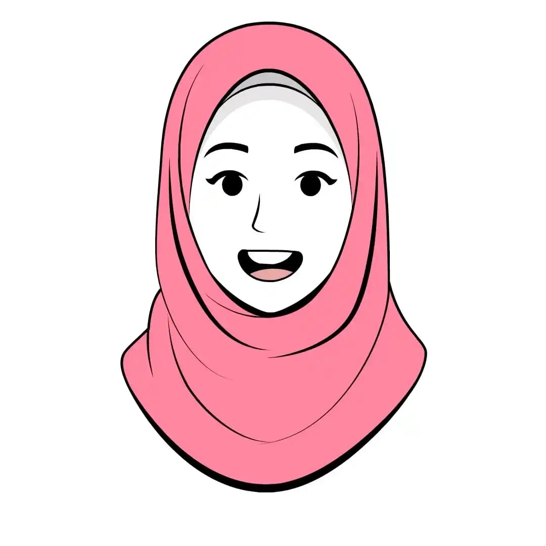 Hijab woman cartoon character face expressions model sheet for animation and projects AKA Ayat