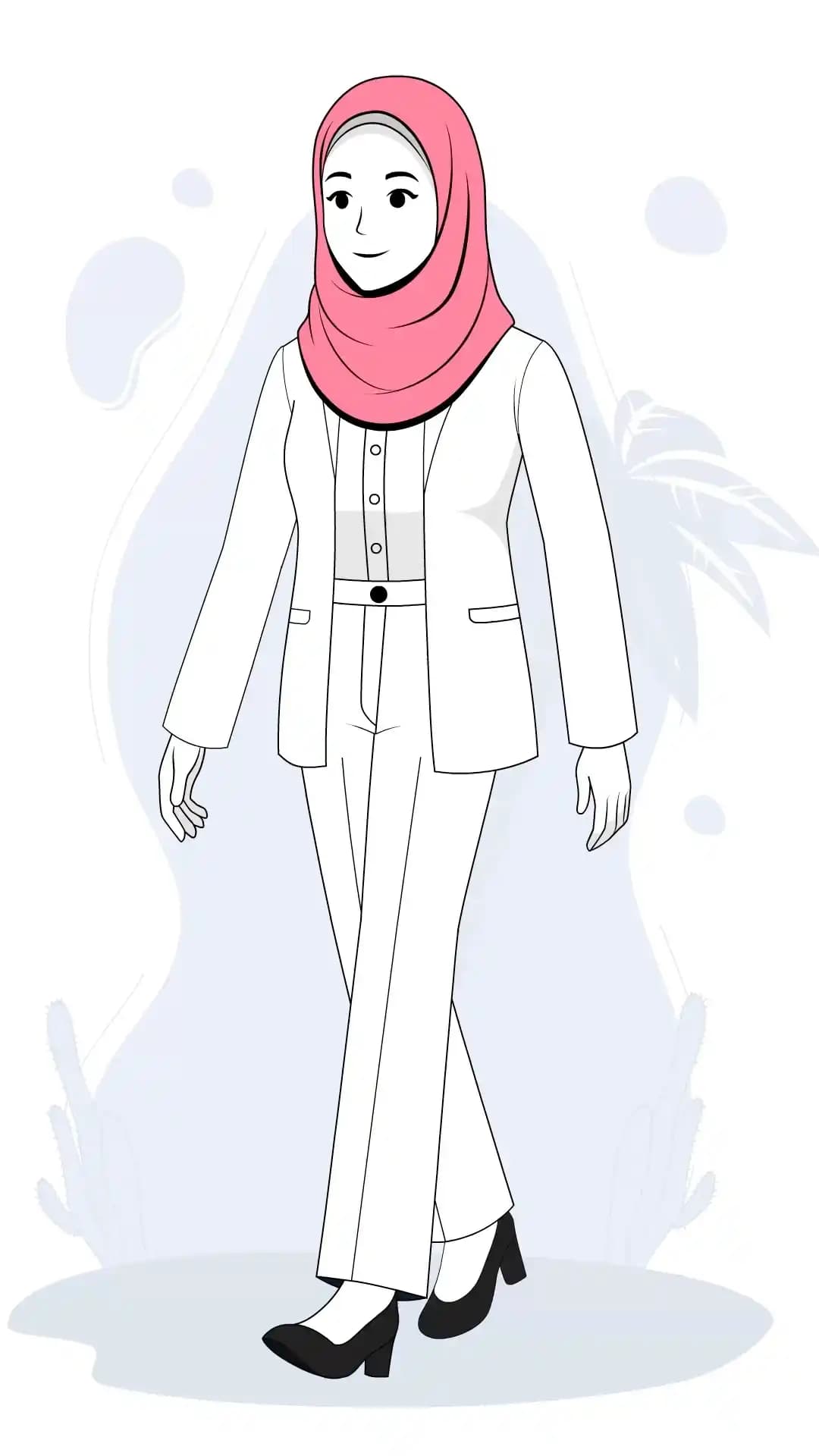Hijab woman walking one third animated vector cartoon character AKA Ayat