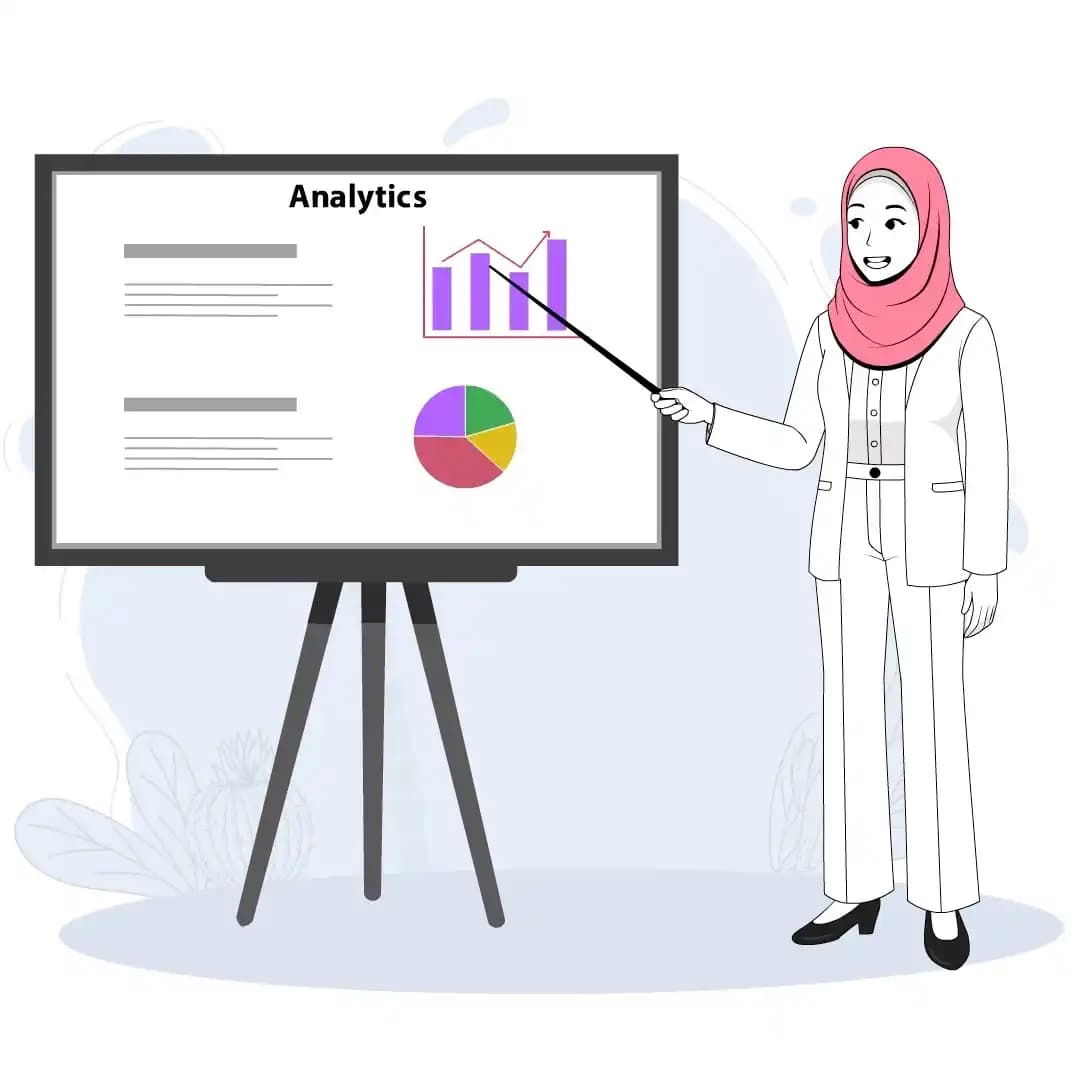 Hijab woman business presentation animated vector cartoon character AKA Ayat