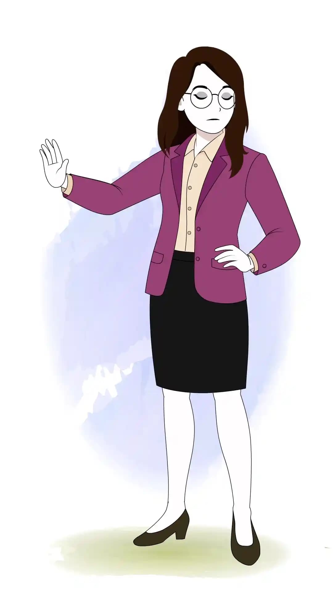 Female Office Manager Saying No One Third View Animated Vector Cartoon Character AKA Freya