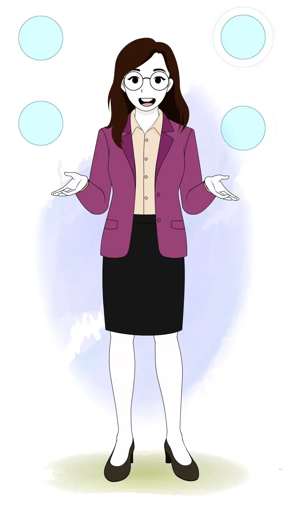 Cartoon woman character talking front view animated vector character AKA Freya