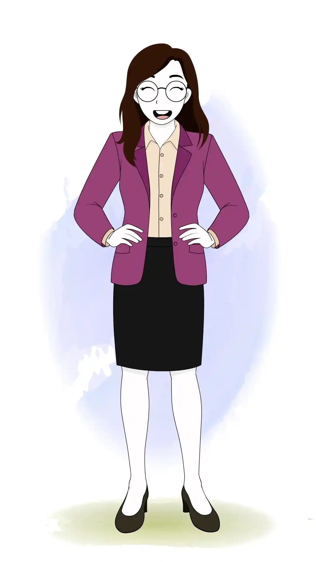 Female Office Manager Laughing One Third View Animated Vector Cartoon Character AKA Freya