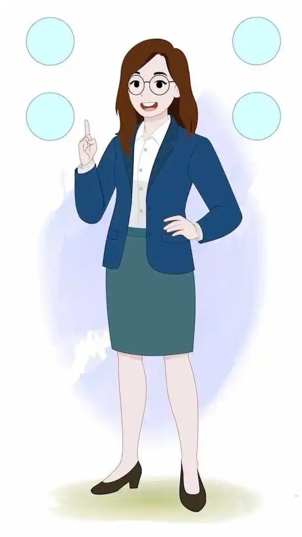 A business woman character talking animated pose vector AKA Willow