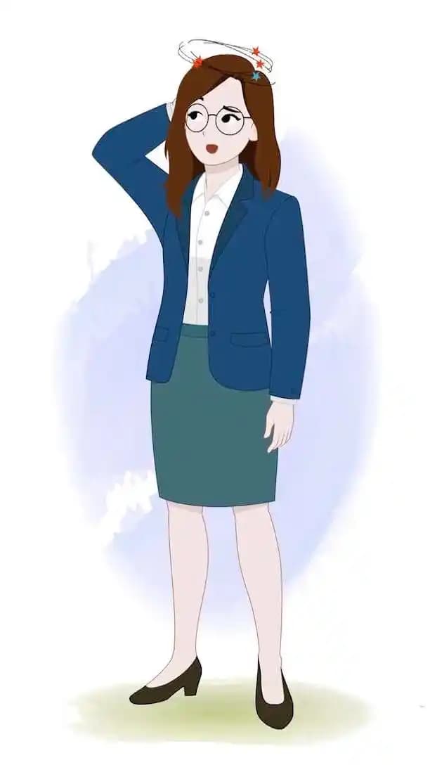 A business woman animated character confused pose vector AKA Willow