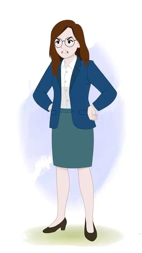 A business woman character angry pose animation vector AKA Willow