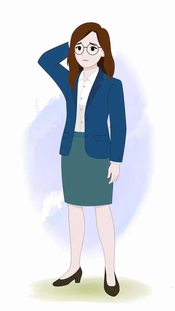 A business woman animated character nervous pose vector AKA Willow