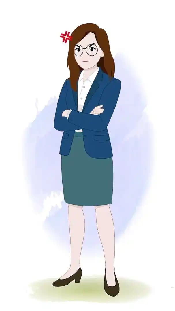 A business woman animated character angry pose vector AKA Willow