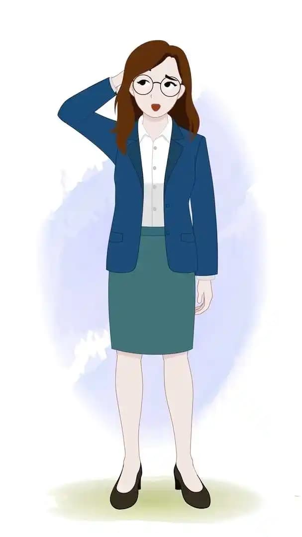 A business woman character confused pose animation vector AKA Willow