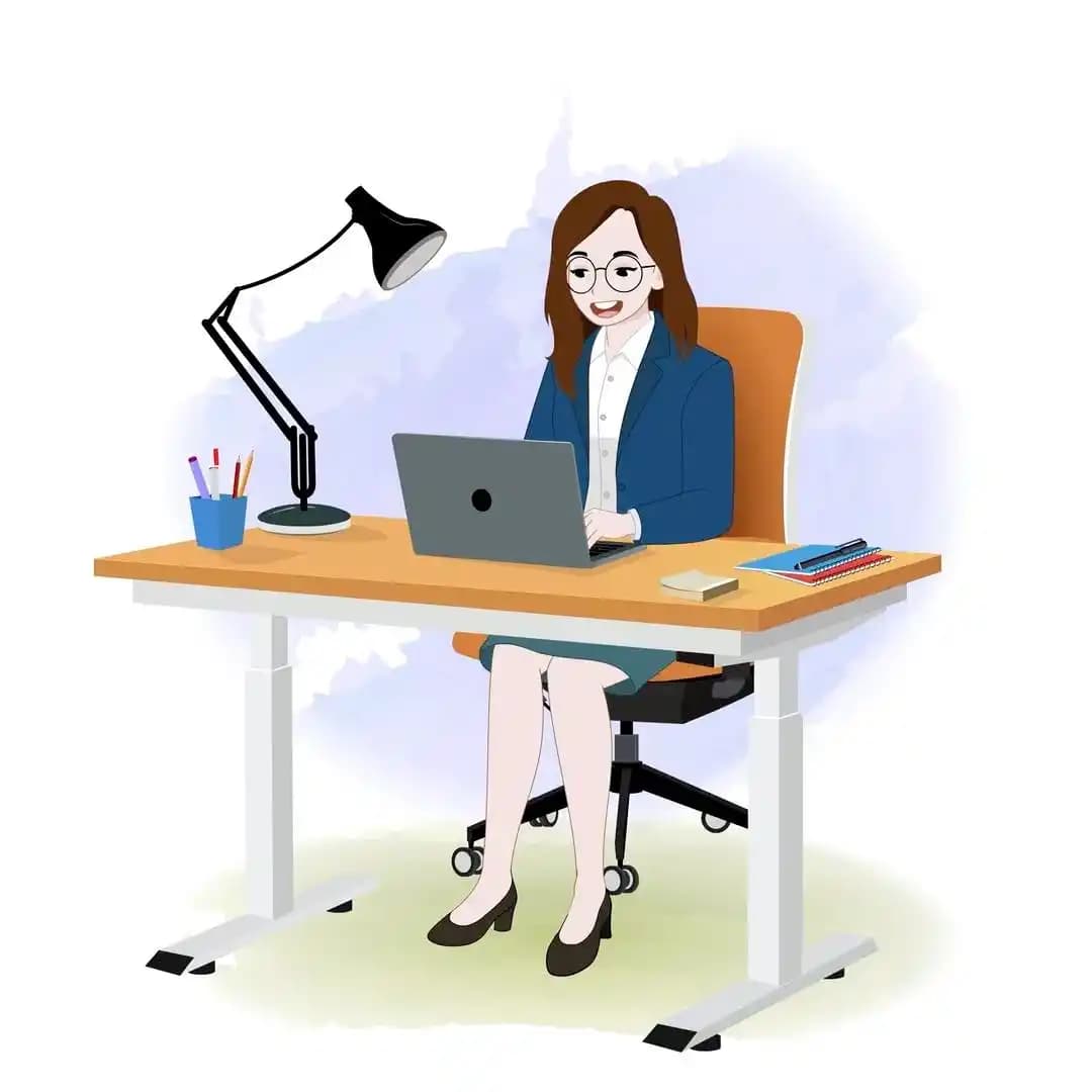 A business woman character working on laptop animated vector AKA Willow