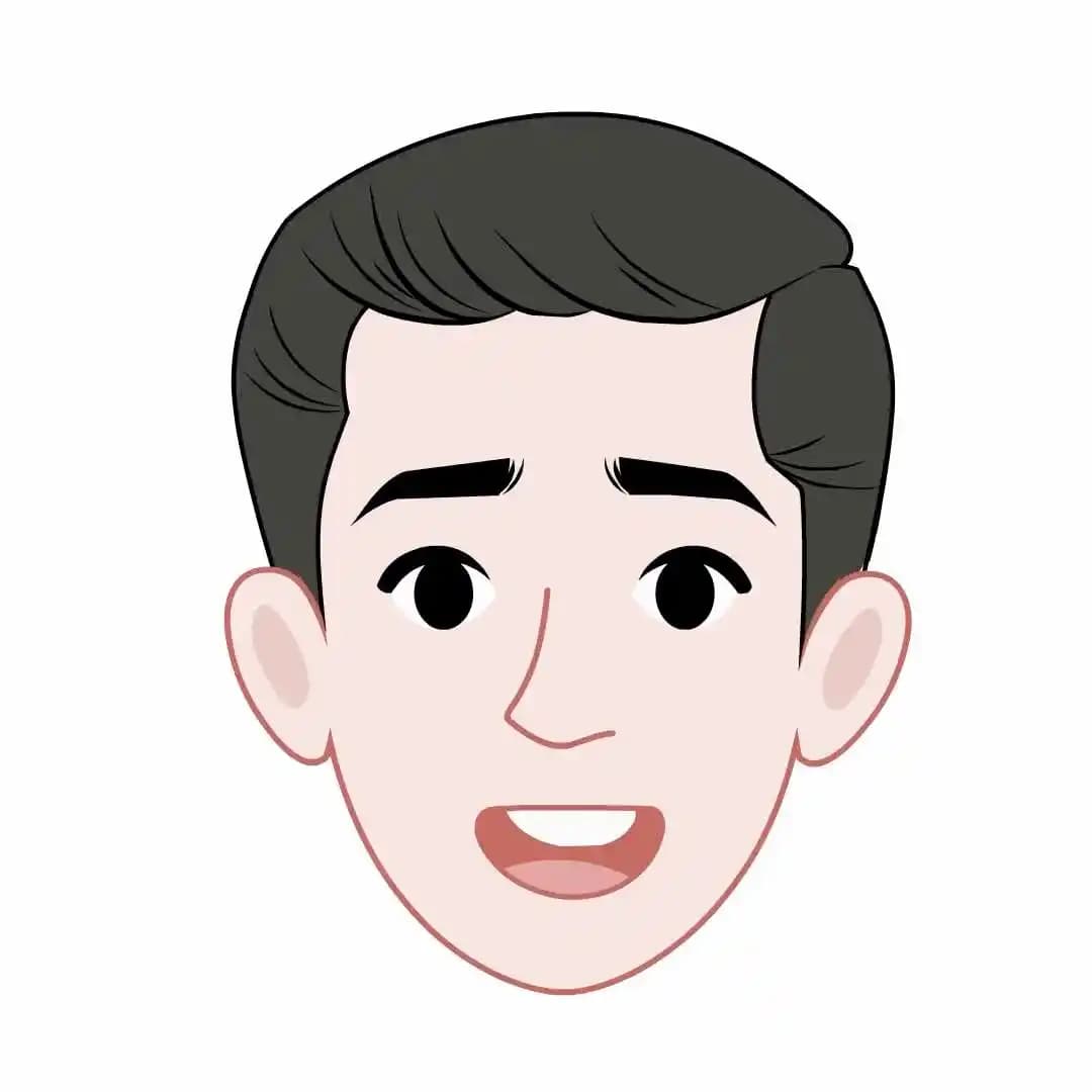 A 2d man vector character animated face expression AKA Daniel