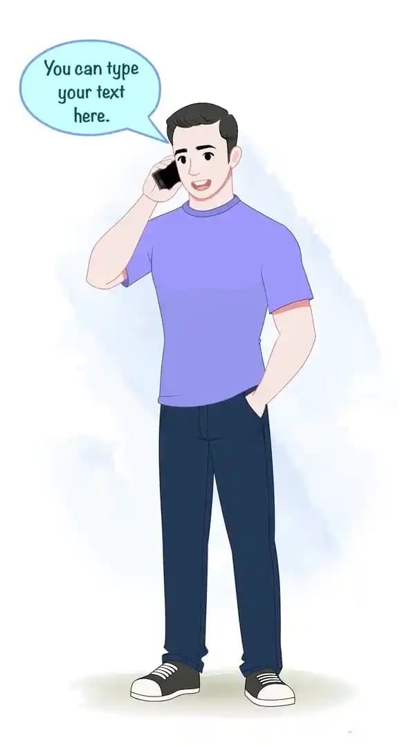 A 2d man vector character talking on phone animated pose AKA Daniel