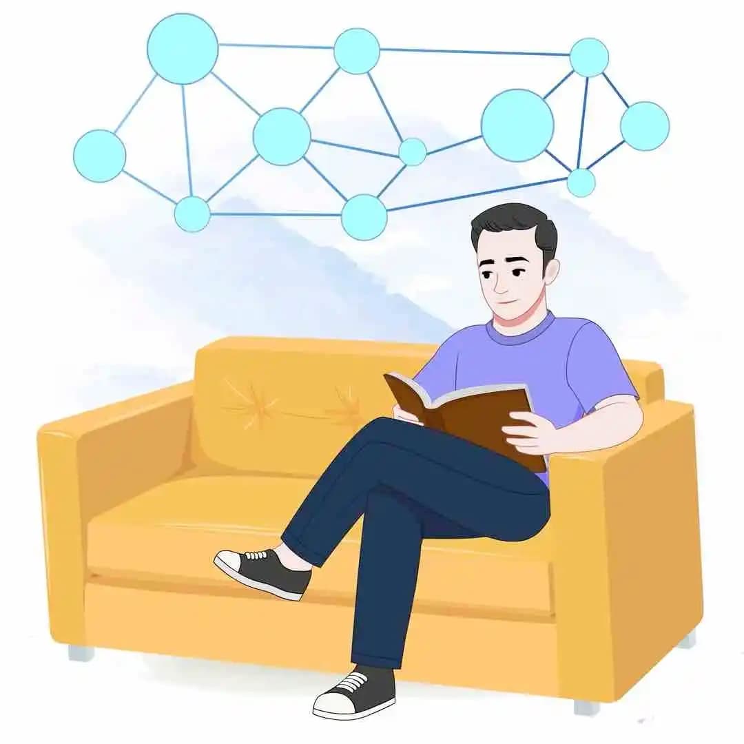 A 2d man vector character reading book animated pose AKA Daniel