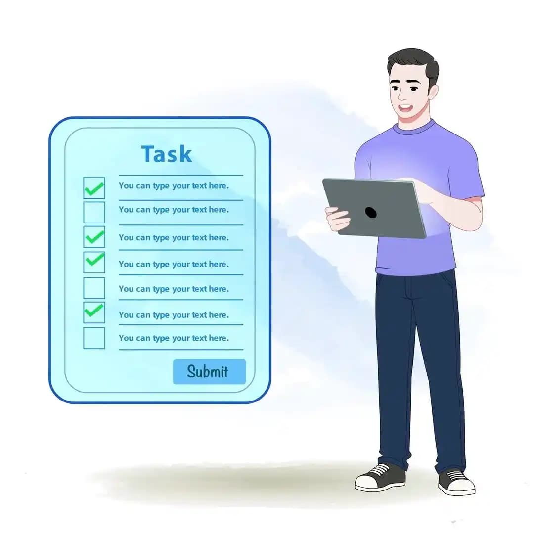 A 2d man vector character using tablet animated pose AKA Daniel