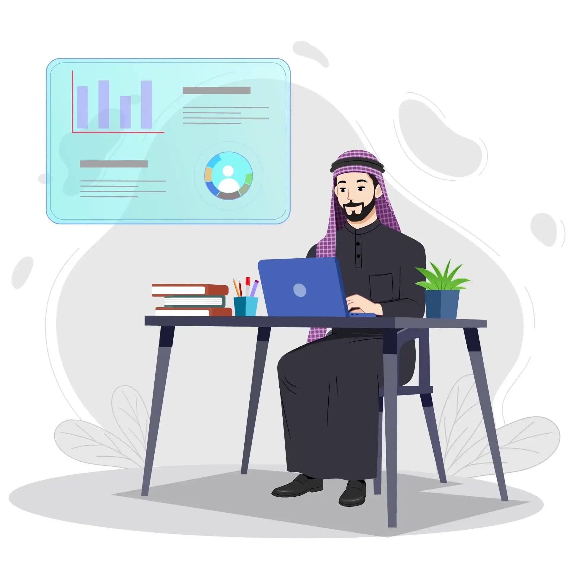 Handsome Arab Man Taking Meeting Animated Vector Cartoon Character AKA Akram