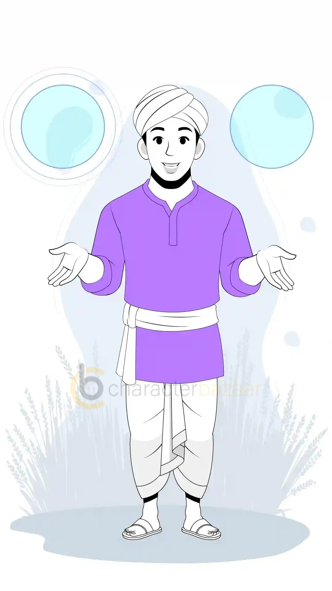 Indian Farmer Front Talking Animated Vector Cartoon Character AKA Sunil