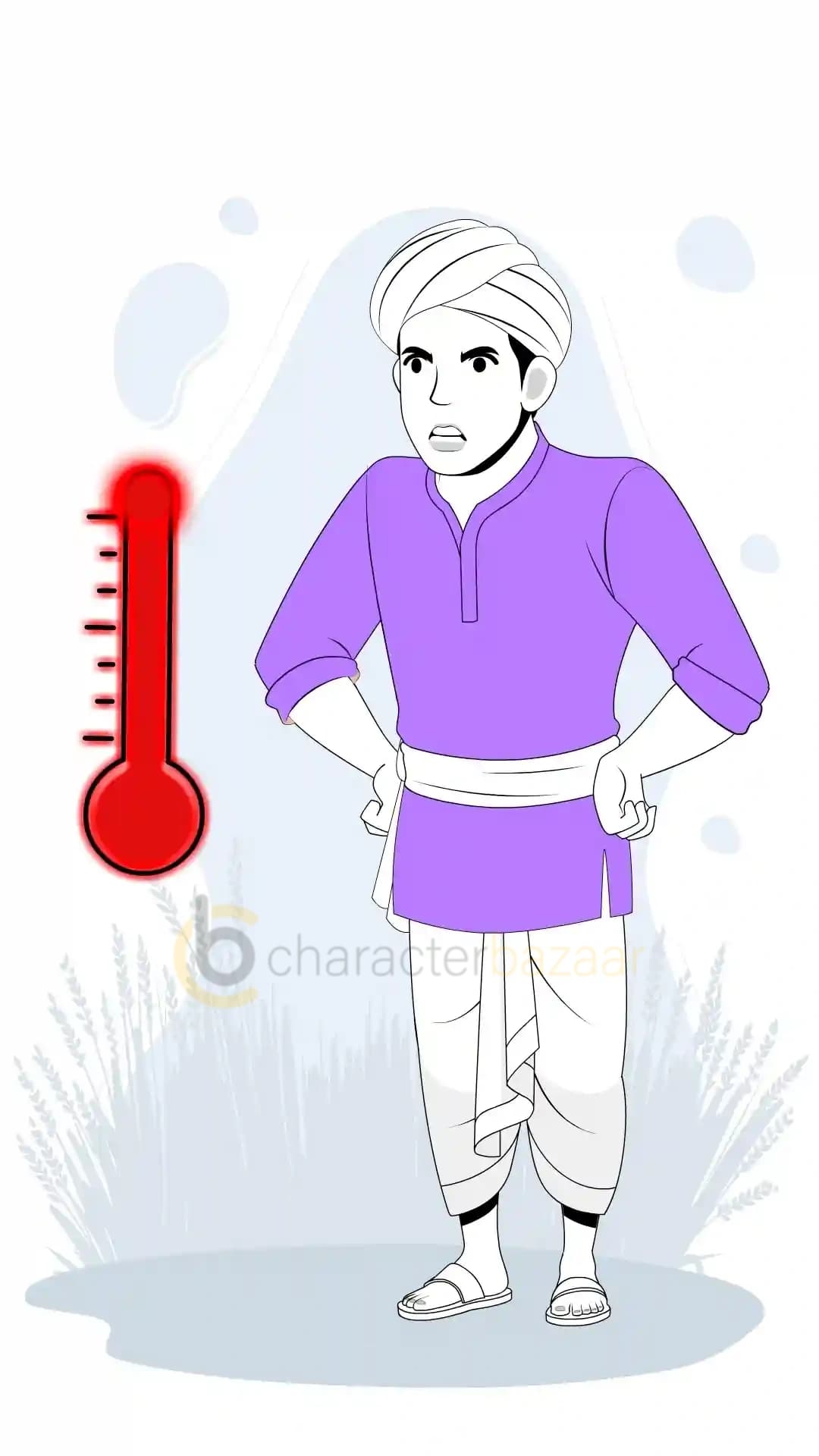 Indian Farmer Angry Animated Vector Cartoon Character AKA Sunil