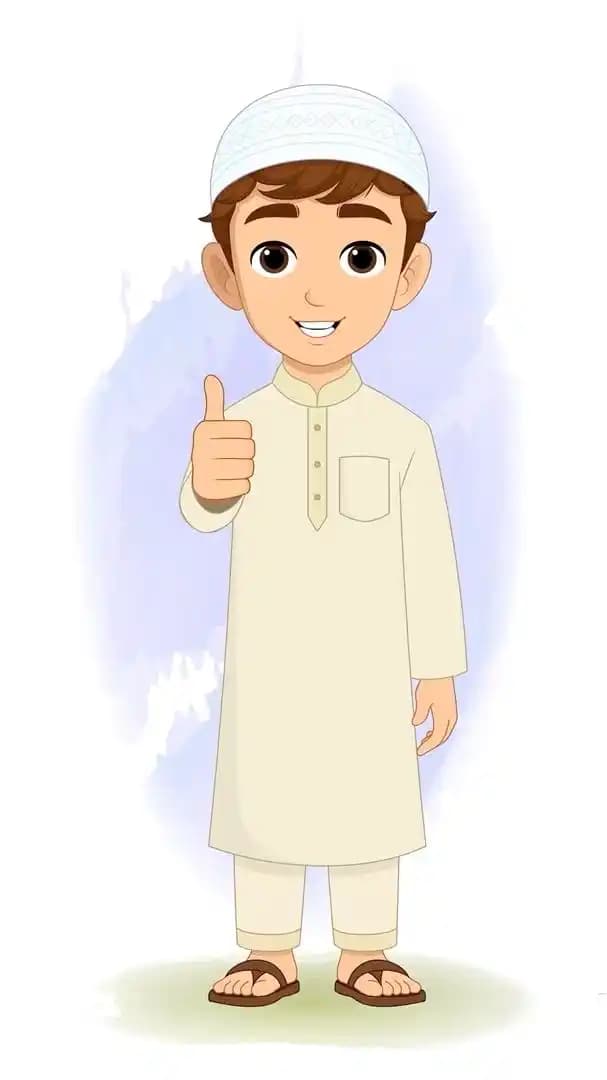 A muslim Islamic boy animated character doing thumbs up vector AKA Zain