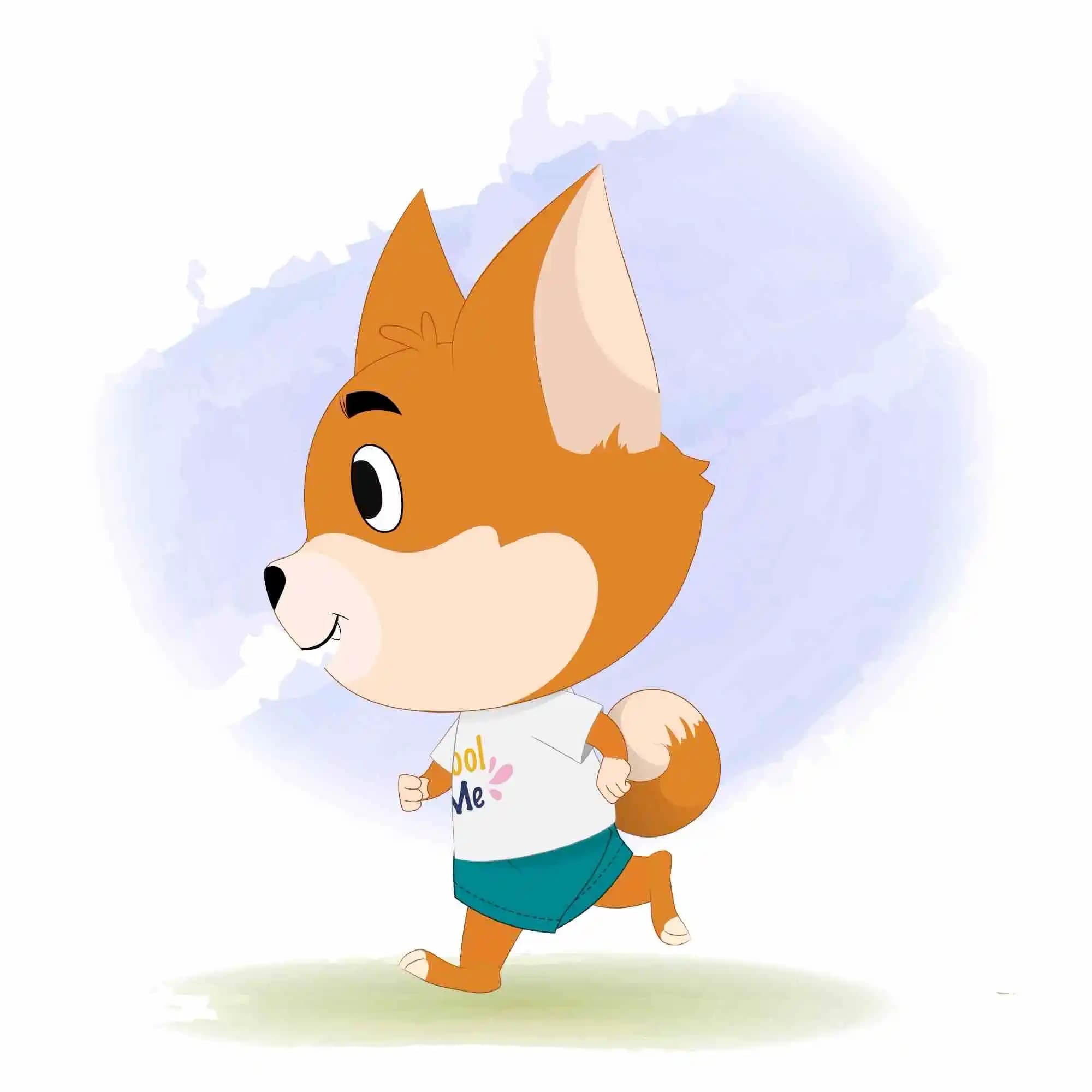 A dog side running animated vector cartoon character AKA Dodo The Dog