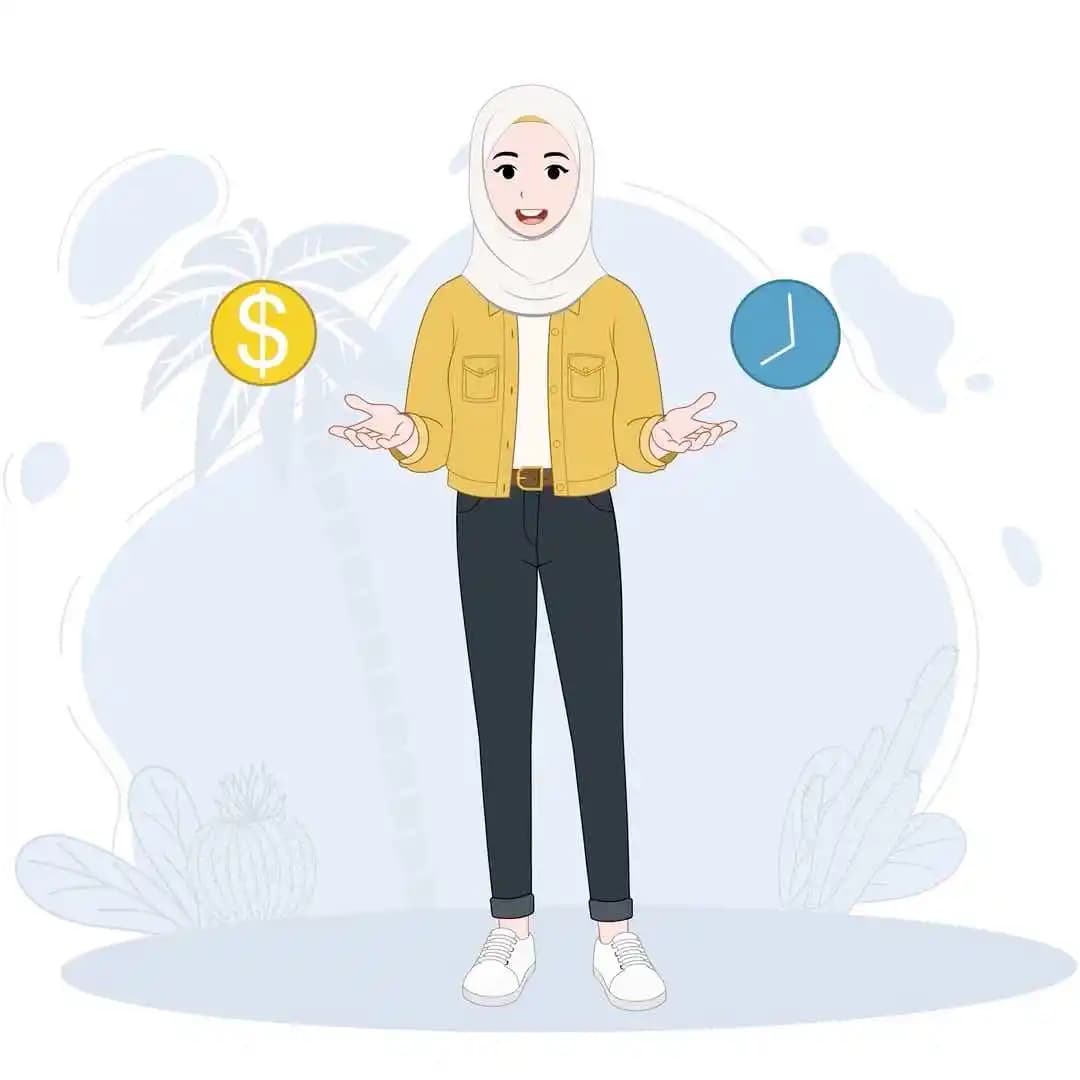 An arabian muslim female hijab character talking animation vector pose AKA Inaya