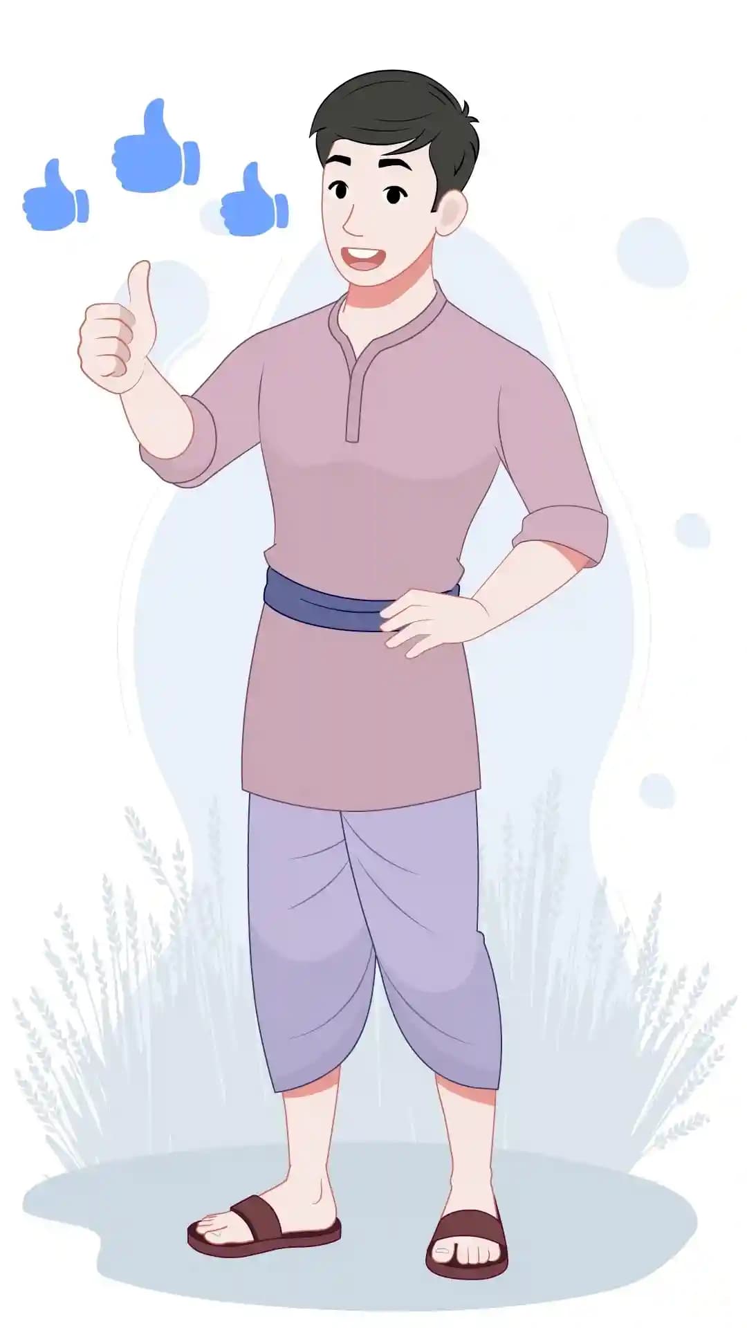 Indian Village Young Boy Thumbs Up Animated Vector Cartoon Character AKA Bholu