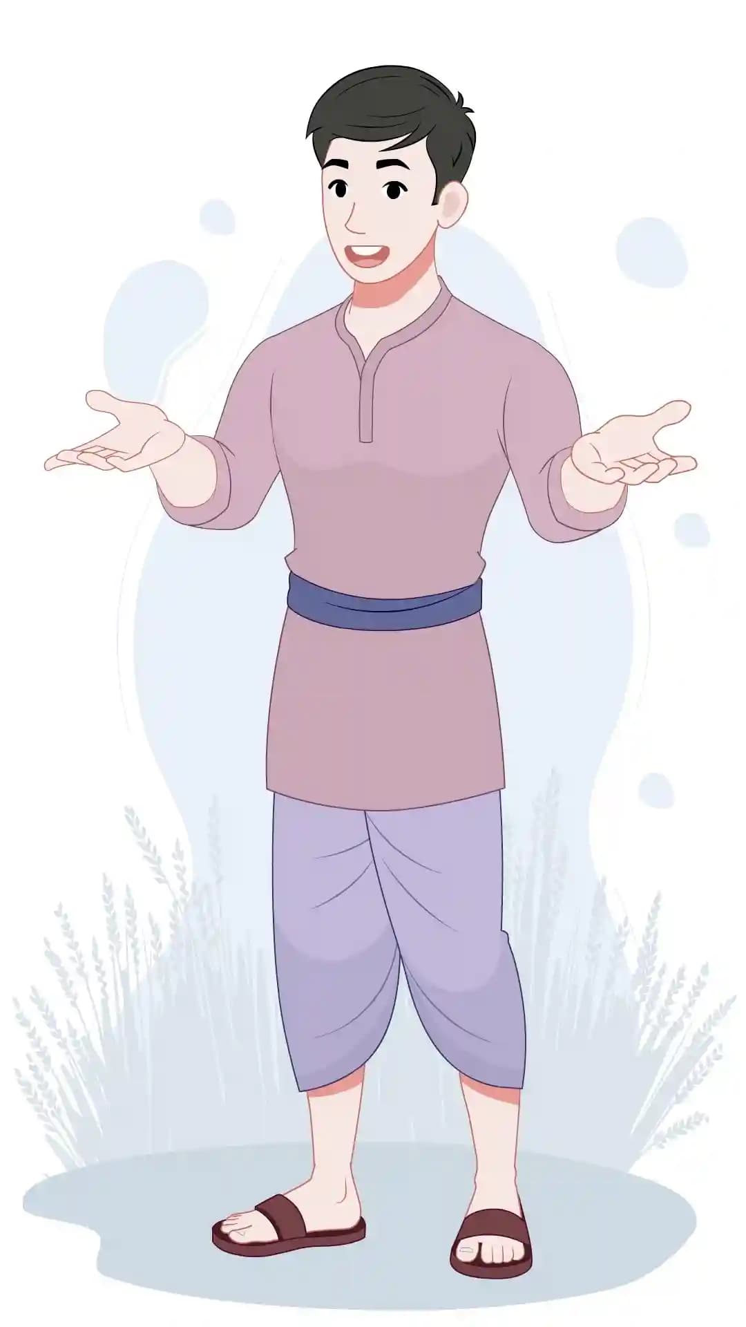 Indian Village Young Boy Talking One Third Animated Vector Cartoon Character AKA Bholu
