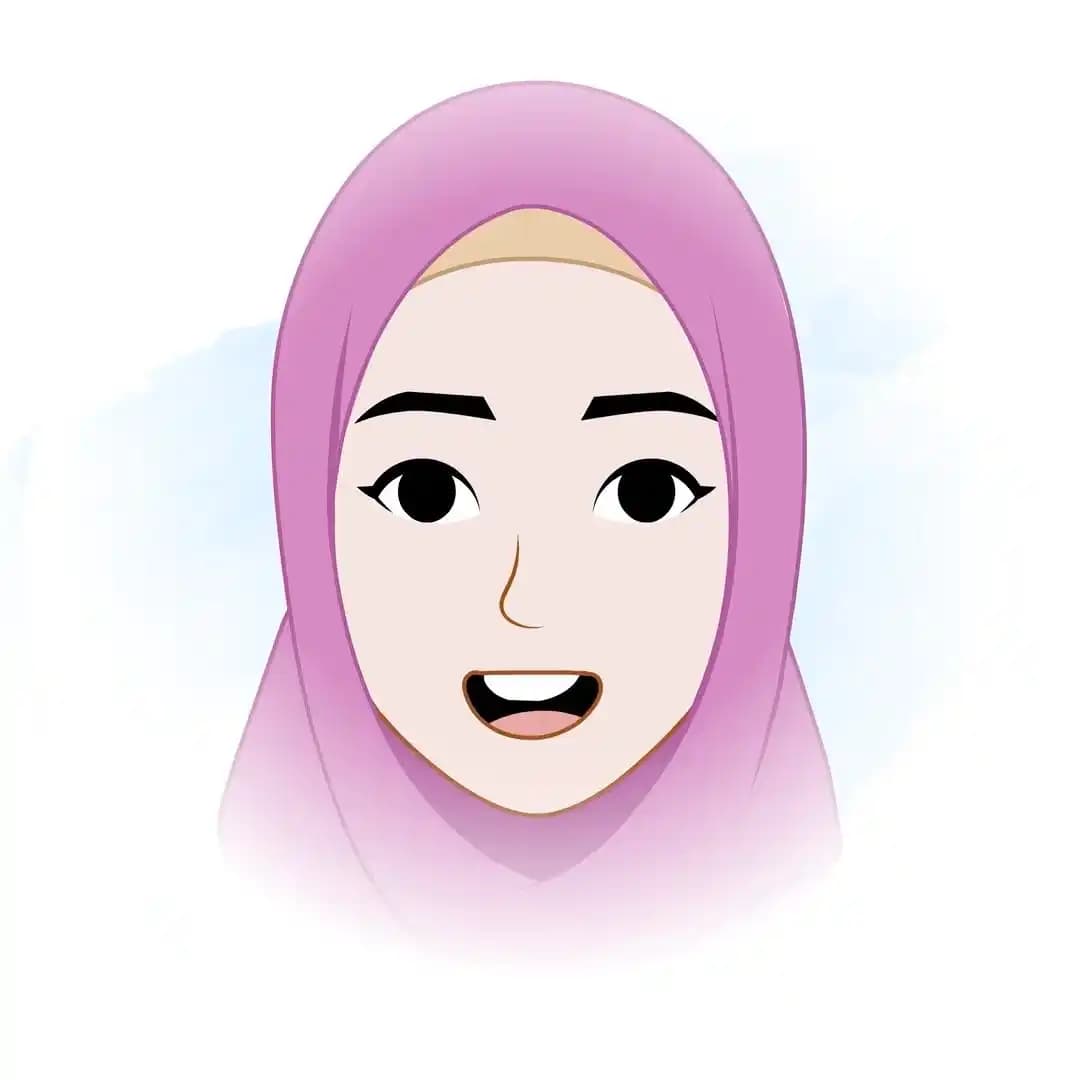 An islamic woman cartoon character animated face expression vector AKA Hiba
