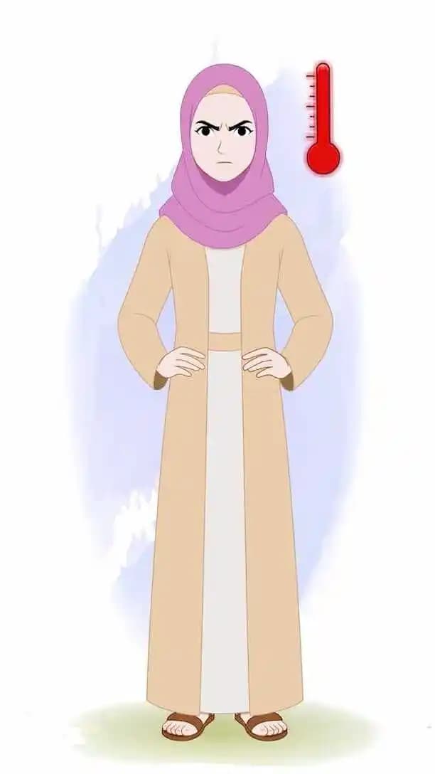 An islamic woman cartoon character angry animated pose vector AKA Hiba