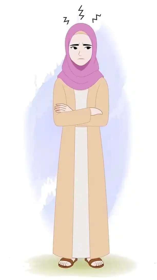 An islamic woman cartoon character annoyed animated pose vector AKA Hiba