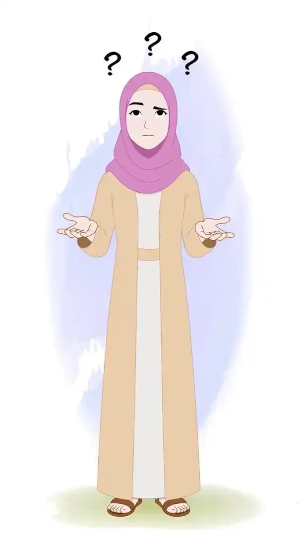 An islamic woman cartoon character animated confused pose vector AKA Hiba