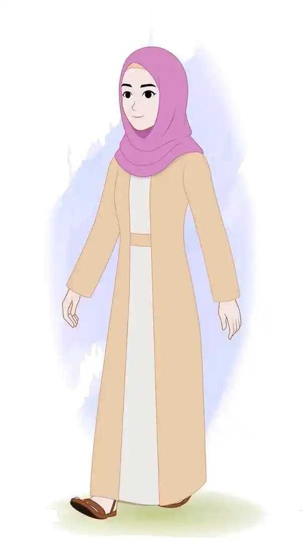 An islamic woman cartoon character animated walk cycle vector AKA Hiba