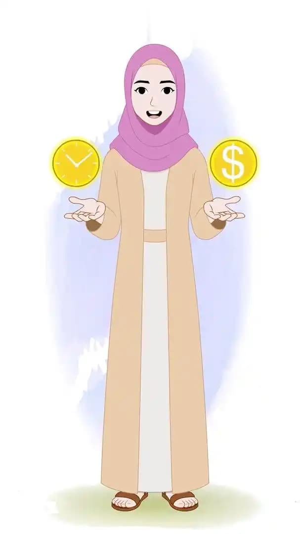 An islamic woman cartoon character animated talking pose vector AKA Hiba