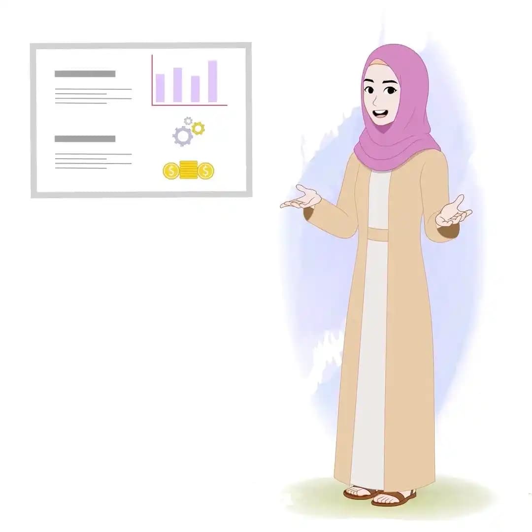 An islamic woman cartoon character talking animation vector AKA Hiba