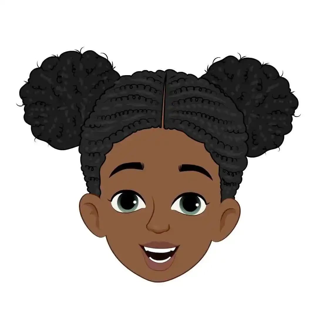 An African American animated character girl vector face expression AKA Amina