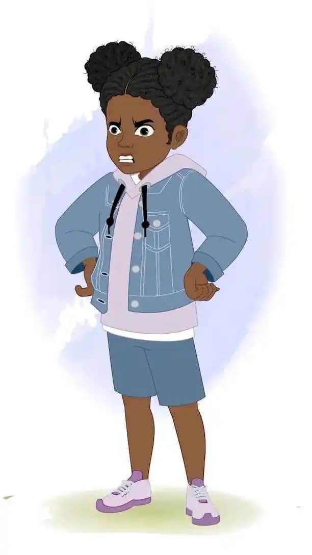 An African American girl animated character vector angry pose AKA Amina