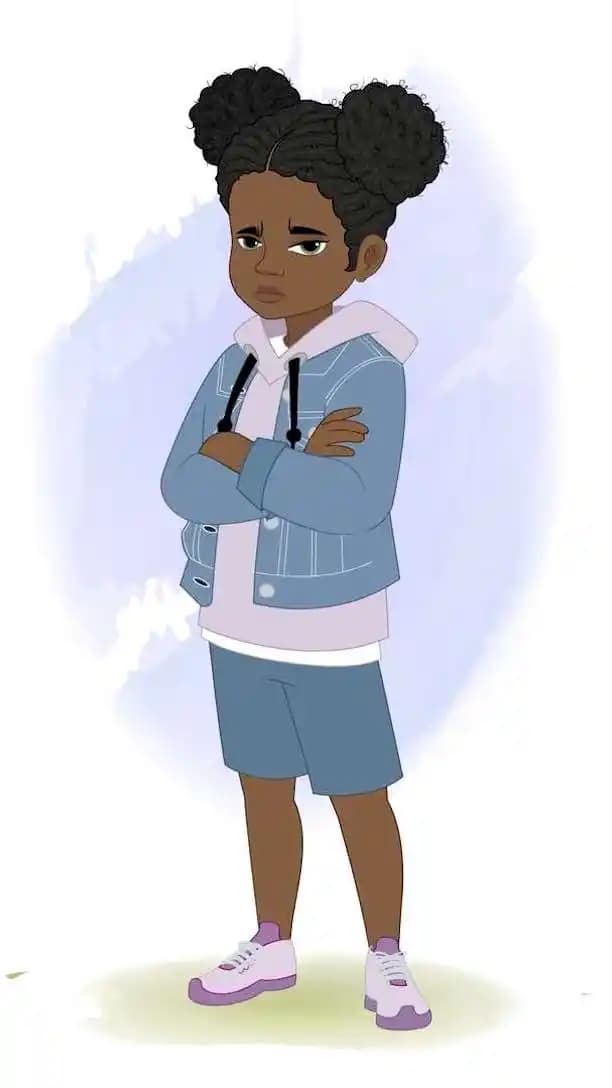 An African American animated girl character vector annoyed pose AKA Amina