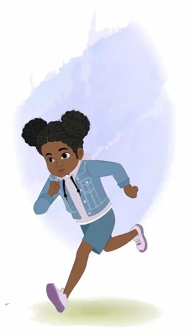 An African American girl animated character vector run cycle AKA Amina