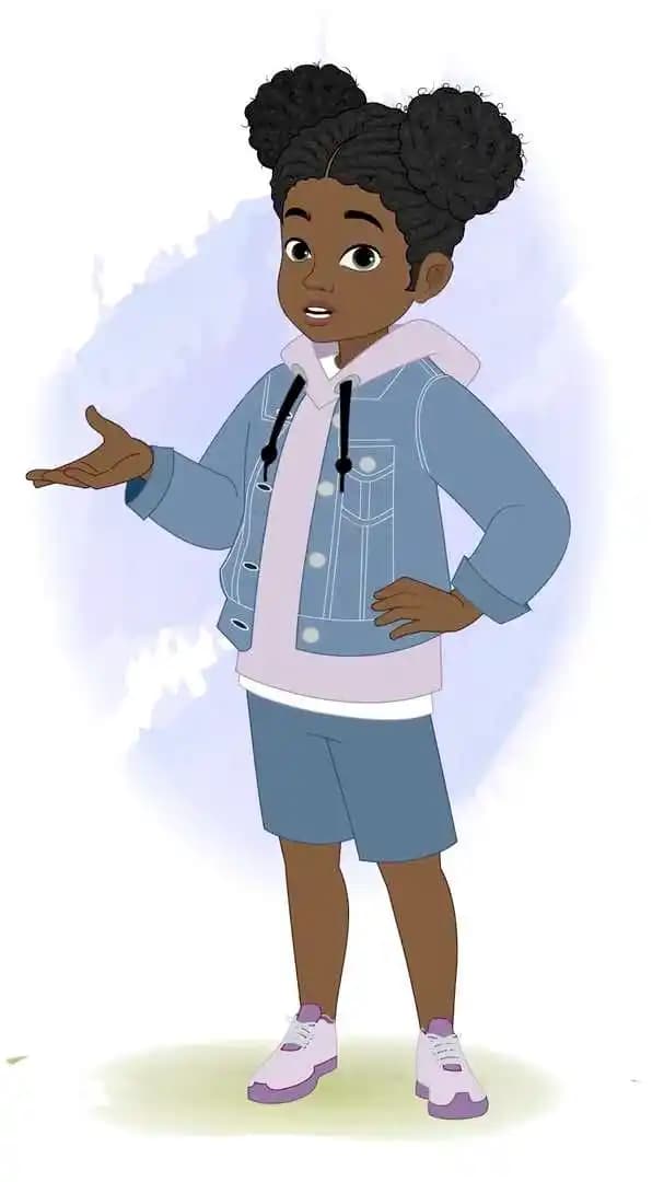 An African American girl character vector talking animation AKA Amina