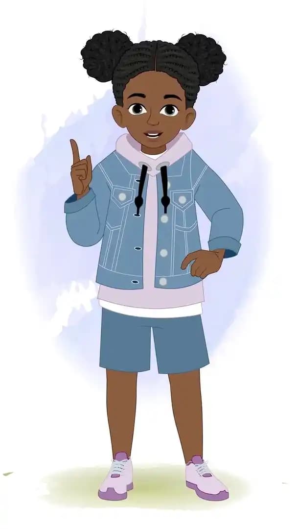 An African American girl animated character vector talking pose AKA Amina