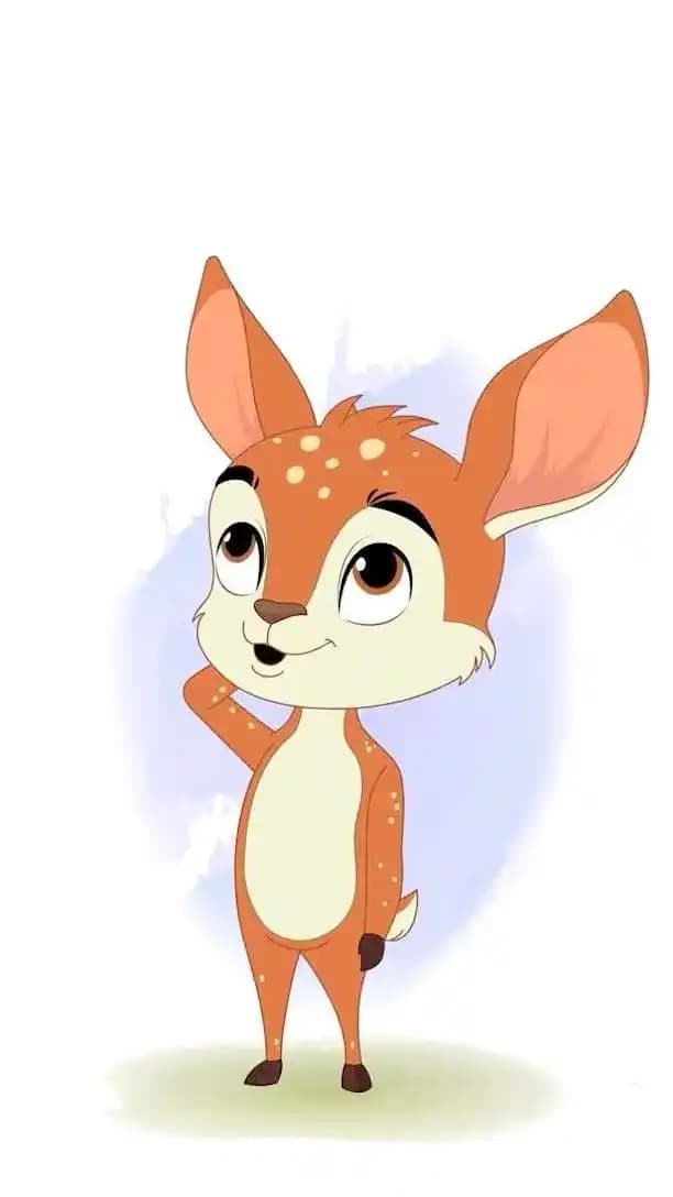 A 2d animated deer cartoon character confused vector pose AKA Dery The Antilope