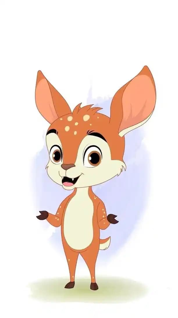 A 2d animated deer cartoon character talking vector pose AKA Dery The Antilope